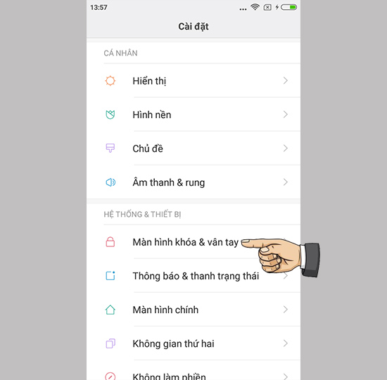 Vào vân tay